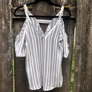 striped off the shoulder top